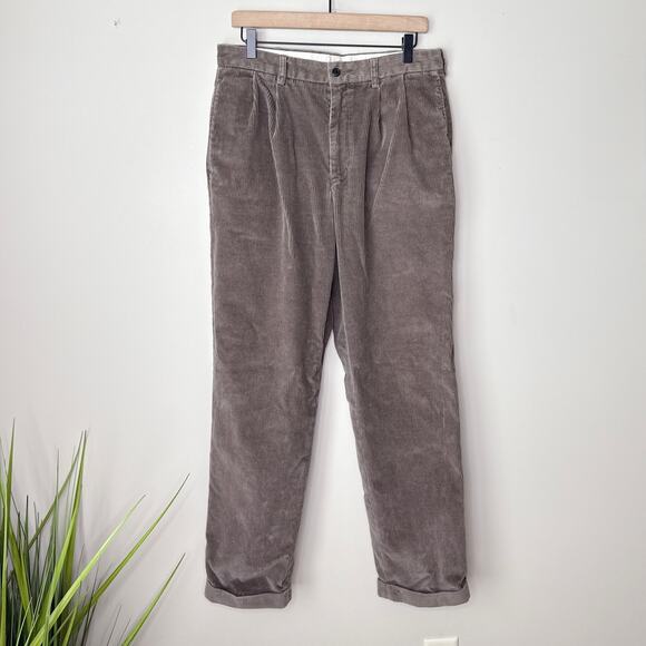 Brooks Brothers Elliot Fit Pleated Wide Whale Corduroy Pants 34x32 Cuffed Preppy - Picture 1 of 7